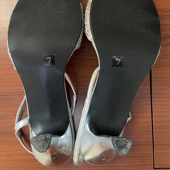 Women's Silver Heels with Rhinestones - WORN ONLY ONCE - Picture 5 of 7